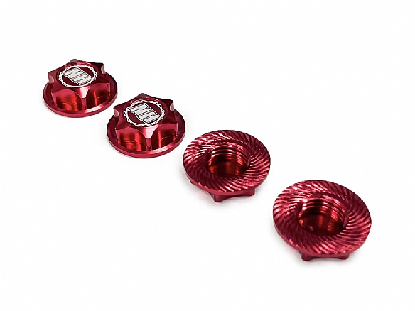 covered serrated wheel nuts red